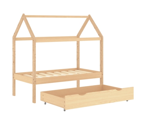 Estructura de cama infantil con cajón madera de pino 70x140 cm