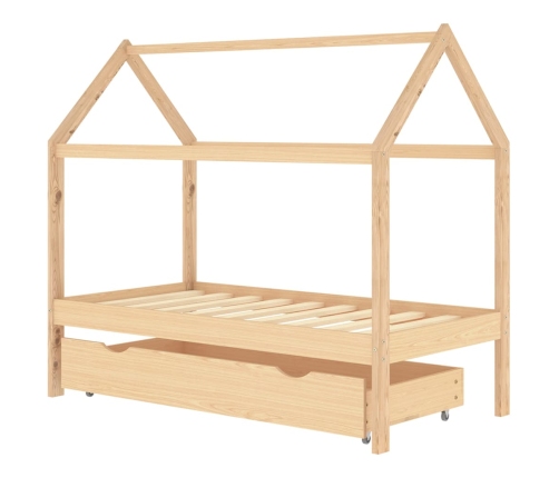 Estructura cama infantil con cajón madera pino maciza 80x160 cm