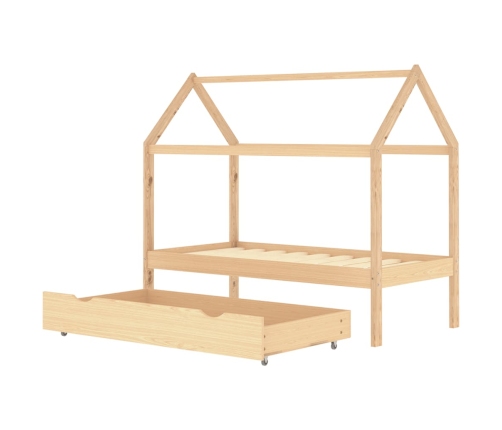 Estructura cama infantil con cajón madera pino maciza 80x160 cm