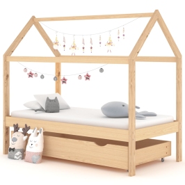 Estructura cama infantil con cajón madera pino maciza 80x160 cm