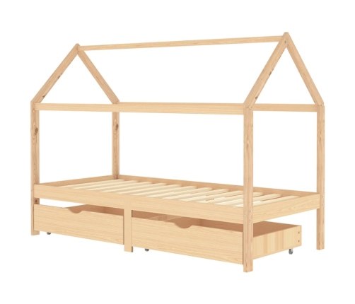 Estructura de cama infantil con cajones madera de pino 90x200cm