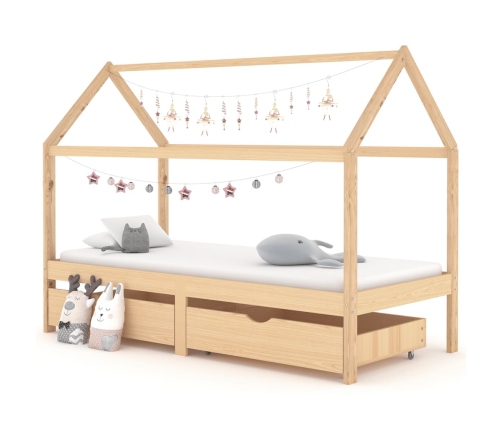 Estructura de cama infantil con cajones madera de pino 90x200cm