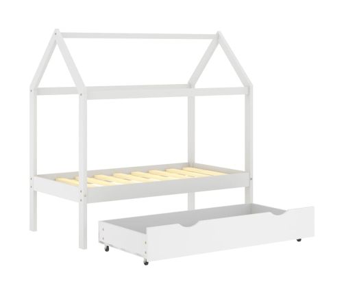 Estructura de cama infantil y cajón madera pino blanca 70x140cm