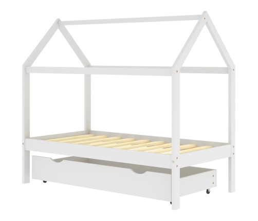 Estructura cama niños con cajón madera pino blanco 80x160 cm