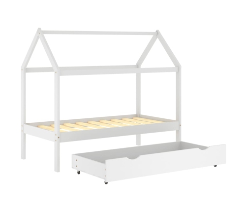 Estructura cama niños con cajón madera pino blanco 80x160 cm