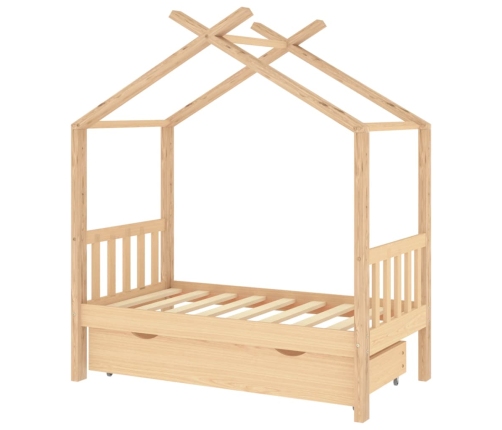 Estructura de cama infantil con cajón madera de pino 70x140 cm