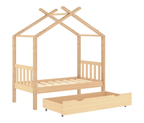 Estructura de cama infantil con cajón madera de pino 70x140 cm