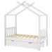 Estructura de cama niños y cajón madera maciza blanca 70x140 cm