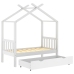 Estructura de cama niños y cajón madera maciza blanca 70x140 cm