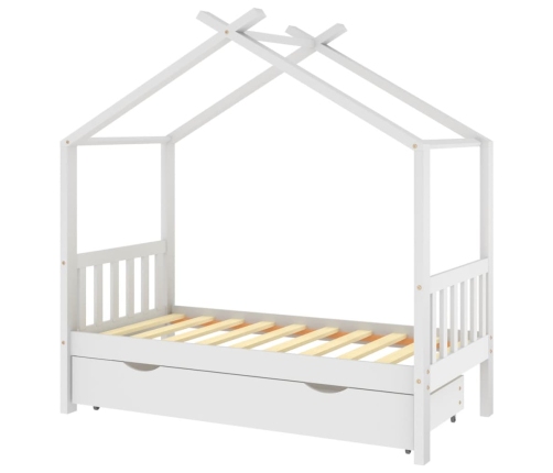 Estructura cama niños con cajón madera pino blanco 80x160 cm