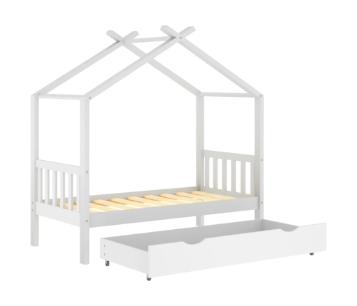 Estructura cama niños con cajón madera pino blanco 80x160 cm