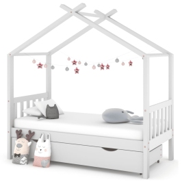 Estructura cama niños con cajón madera pino blanco 80x160 cm