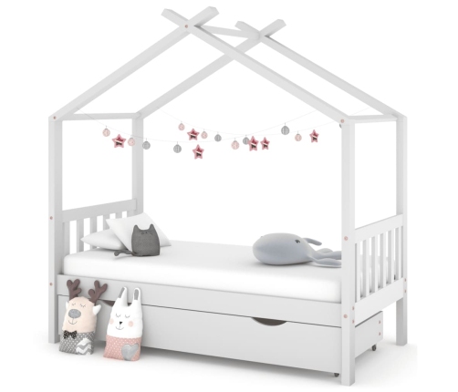 Estructura cama niños con cajón madera pino blanco 80x160 cm