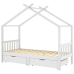 Estructura cama niños y cajones madera maciza blanca 90x200 cm