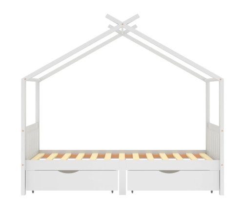 Estructura cama niños y cajones madera maciza blanca 90x200 cm