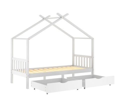 Estructura cama niños y cajones madera maciza blanca 90x200 cm