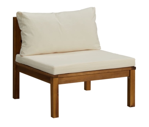 Muebles de jardín 3 pzas cojines blanco crema madera de acacia