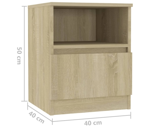 vidaXL Mesita de noche madera contrachapada roble Sonoma 40x40x50 cm