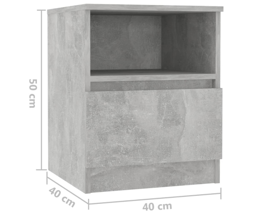 Mesita de noche madera ingeniería gris hormigón 40x40x50 cm