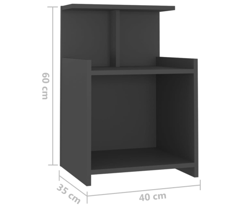 Mesitas de noche 2 uds madera contrachapada gris 40x35x60 cm