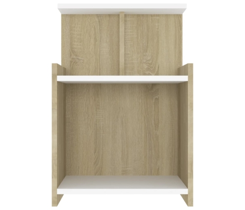 vidaXL Mesita de noche madera contrachapada blanco y roble 40x35x60 cm