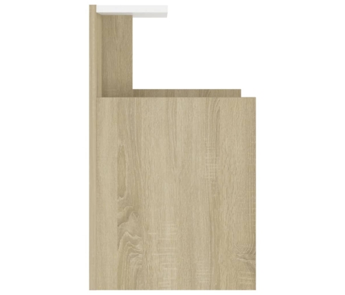 vidaXL Mesita de noche madera contrachapada blanco y roble 40x35x60 cm