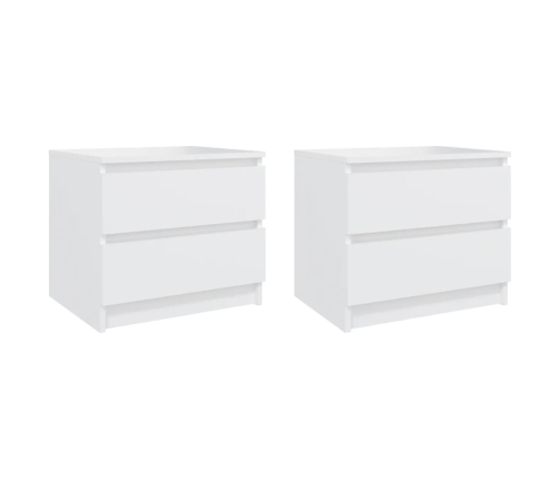 vidaXL Mesitas de noche 2 uds madera contrachapada blanco 50x39x43,5cm