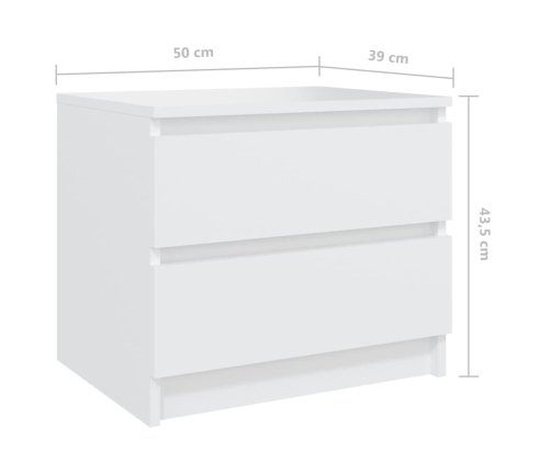 vidaXL Mesitas de noche 2 uds madera contrachapada blanco 50x39x43,5cm