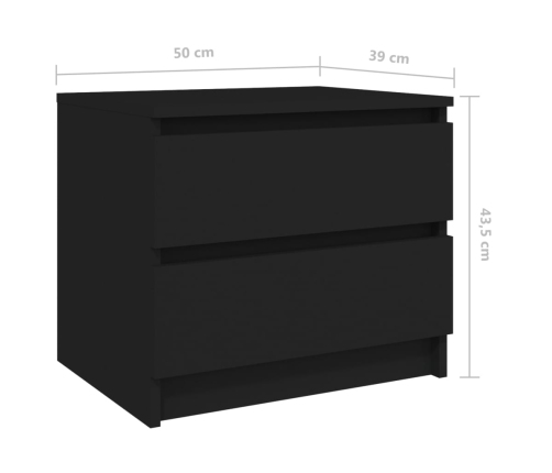 vidaXL Mesita de noche madera contrachapada negro 50x39x43,5 cm