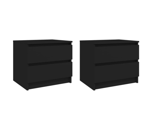 Mesitas de noche 2 uds madera contrachapada negro 50x39x43,5 cm