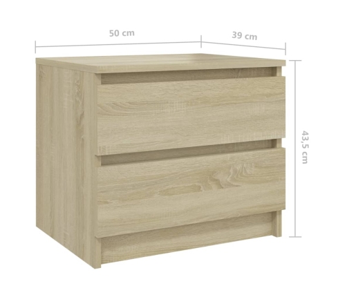 vidaXL Mesita de noche madera contrachapada roble Sonoma 50x39x43,5 cm