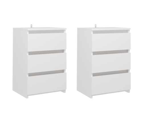 Mesitas de noche 2 uds madera contrachapada blanco 40x35x62,5cm