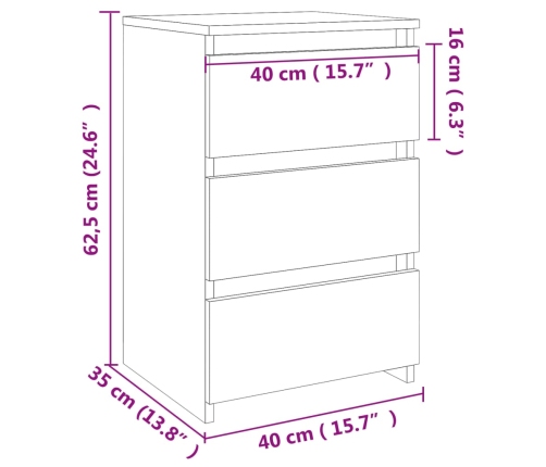 Mesita de noche madera contrachapada roble Sonoma 40x35x62,5cm