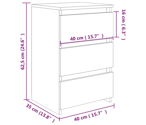 vidaXL Mesita de noche madera contrachapada gris hormigón 40x35x62,5cm