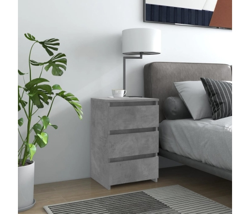 vidaXL Mesita de noche madera contrachapada gris hormigón 40x35x62,5cm