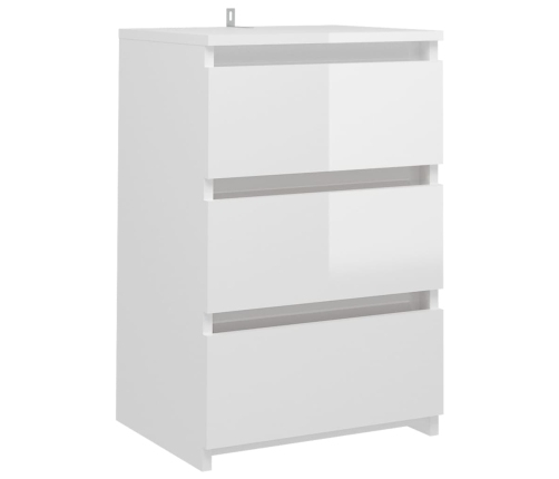 vidaXL Mesita de noche madera contrachapada blanco brillo 40x35x62,5cm