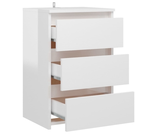 vidaXL Mesita de noche madera contrachapada blanco brillo 40x35x62,5cm