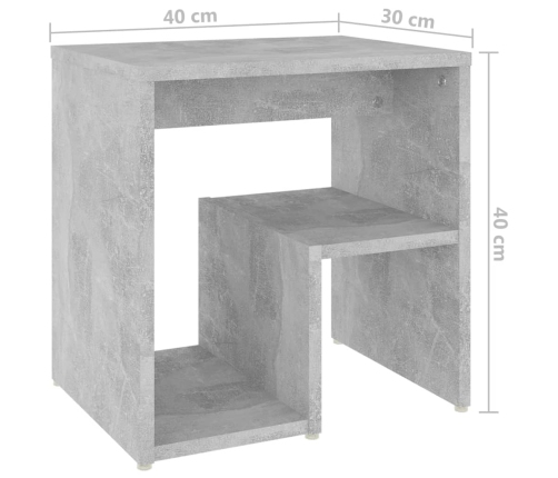 Mesita de noche madera contrachapada gris hormigón 40x30x40 cm