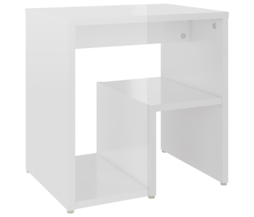 vidaXL Mesita de noche madera contrachapada blanco brillo 40x30x40 cm