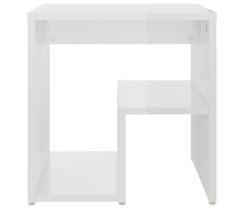 vidaXL Mesita de noche madera contrachapada blanco brillo 40x30x40 cm