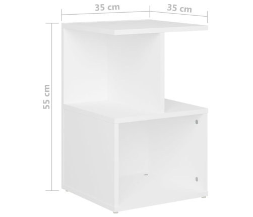 Mesita de noche madera de ingeniería blanca 35x35x55 cm