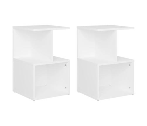 Mesitas de noche 2 uds madera contrachapada blanco 35x35x55 cm