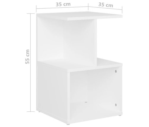 Mesitas de noche 2 uds madera contrachapada blanco 35x35x55 cm