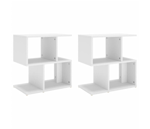 Mesitas de noche 2 uds madera contrachapada blanco 50x30x51,5cm