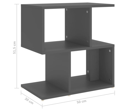 Mesitas de noche 2 uds madera contrachapada gris 50x30x51,5 cm