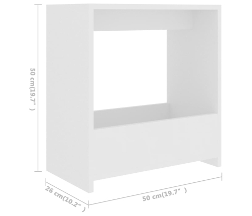 Mesa auxiliar de madera contrachapada blanco 50x26x50 cm