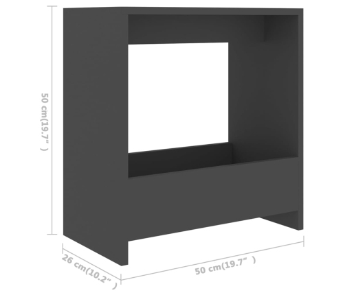 vidaXL Mesa auxiliar de madera contrachapada gris 50x26x50 cm