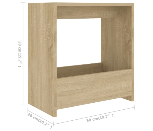 Mesa auxiliar de madera contrachapada roble Sonoma 50x26x50 cm