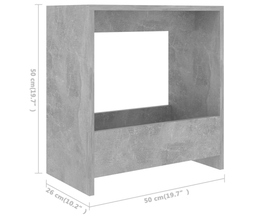 vidaXL Mesa auxiliar de madera contrachapada gris hormigón 50x26x50 cm