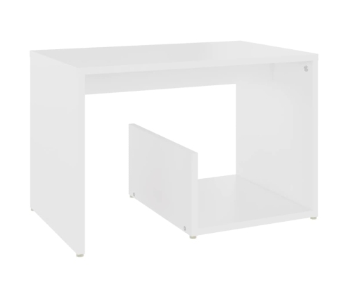 Mesa auxiliar de madera contrachapada blanco 59x36x38 cm